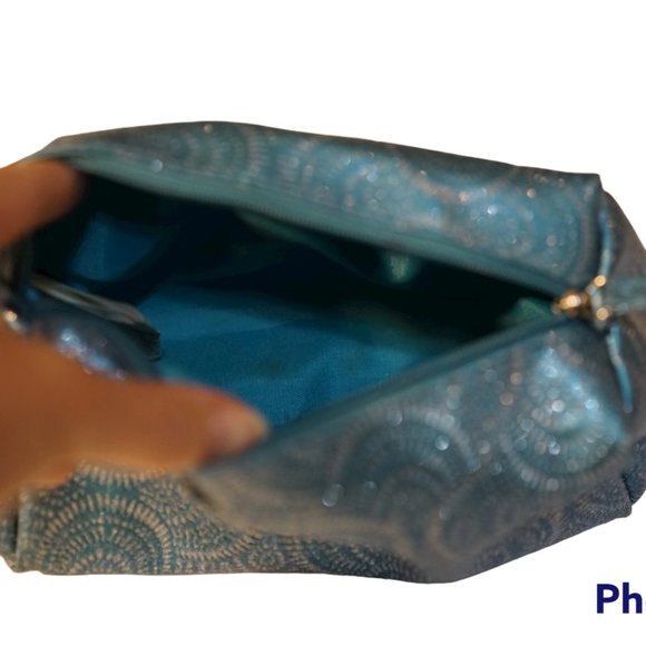 MakeUp Blue with Glitter in Pattern Zipper Box Cosmetic Bag Box - Picture 11 of 13